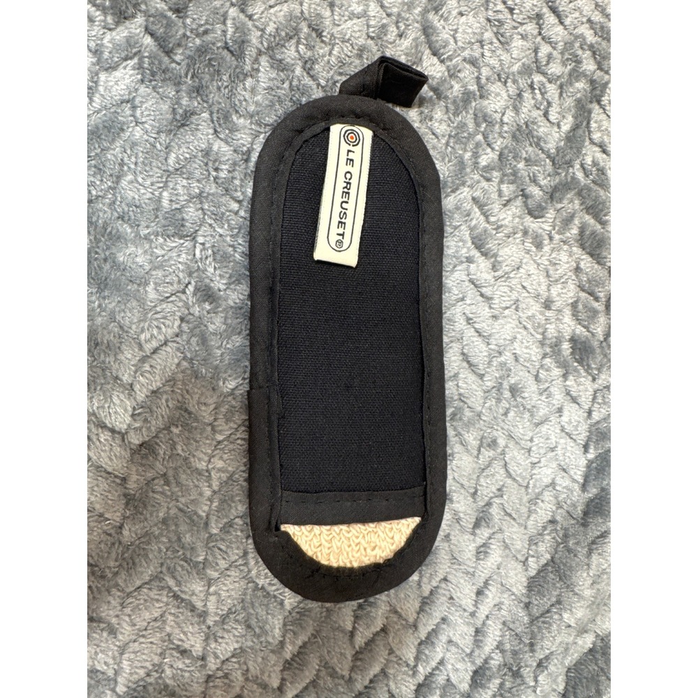 Le Creuset Black Canvas Handle Sleeve Pot Holder Heat Resistant Pan Grip Logo